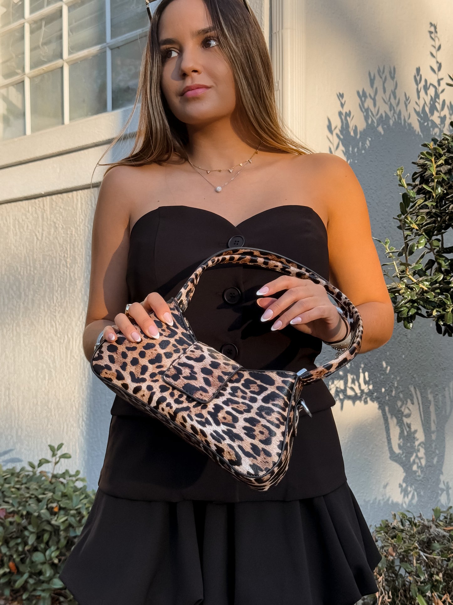 Leopard print shoulder bag