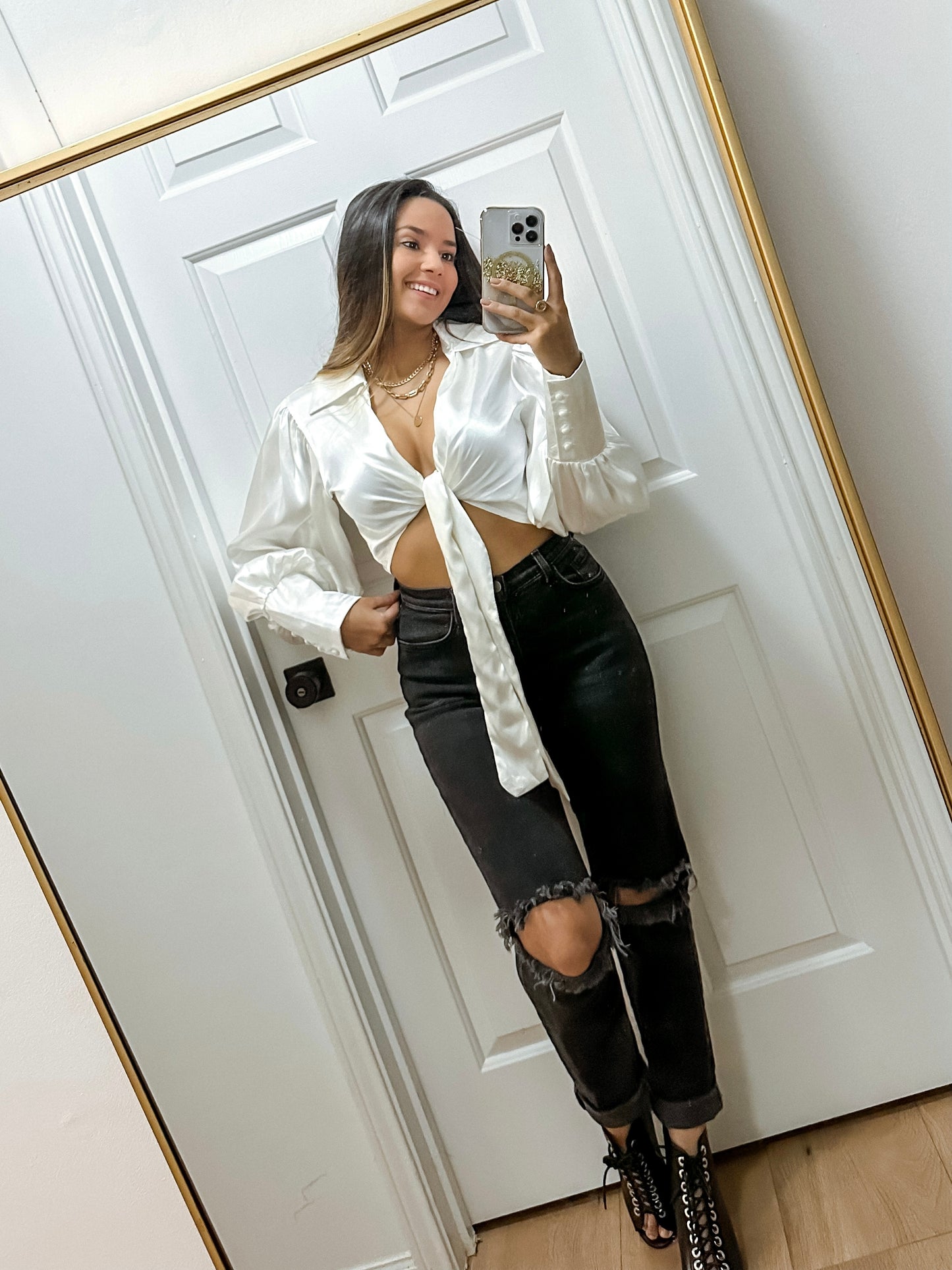 White satin top
