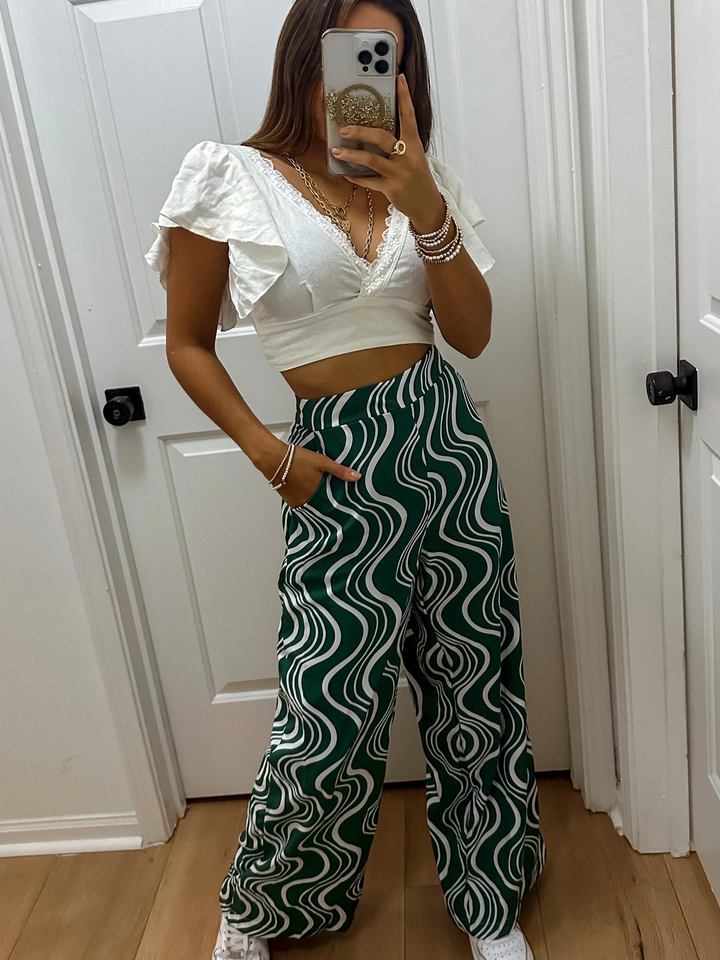 Green palazzo pant