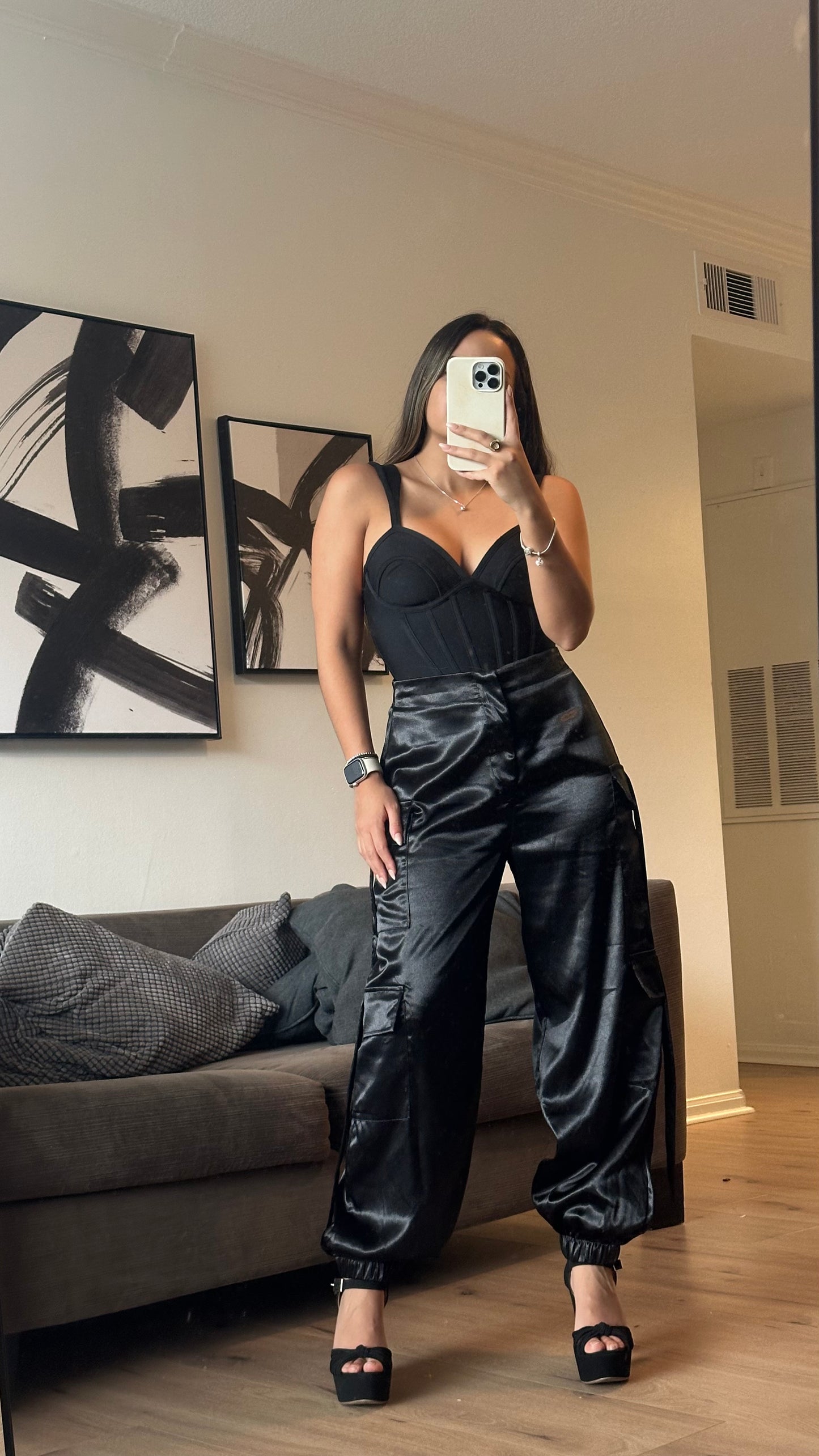 Satin black pant