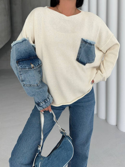 Beige sweater with Denim