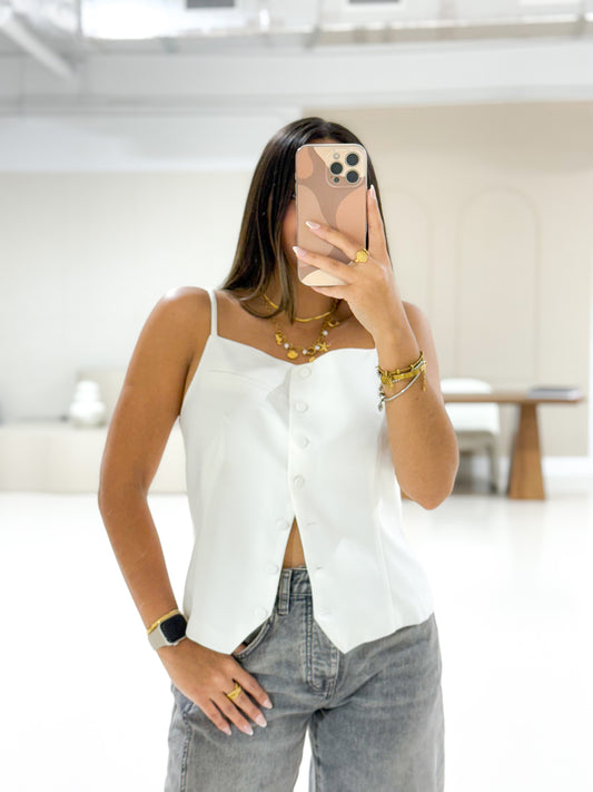 White Buttoned Top