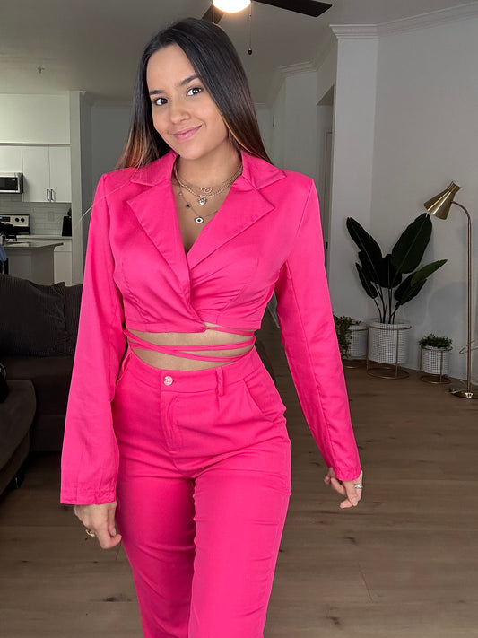 Pink blazer top