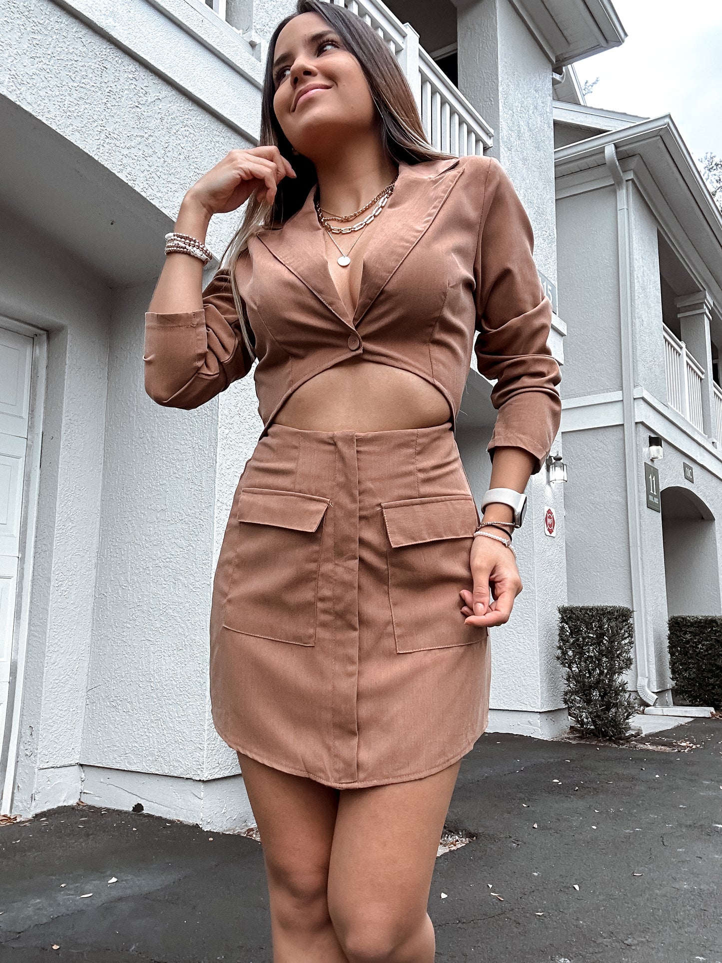 Nude blazer dress