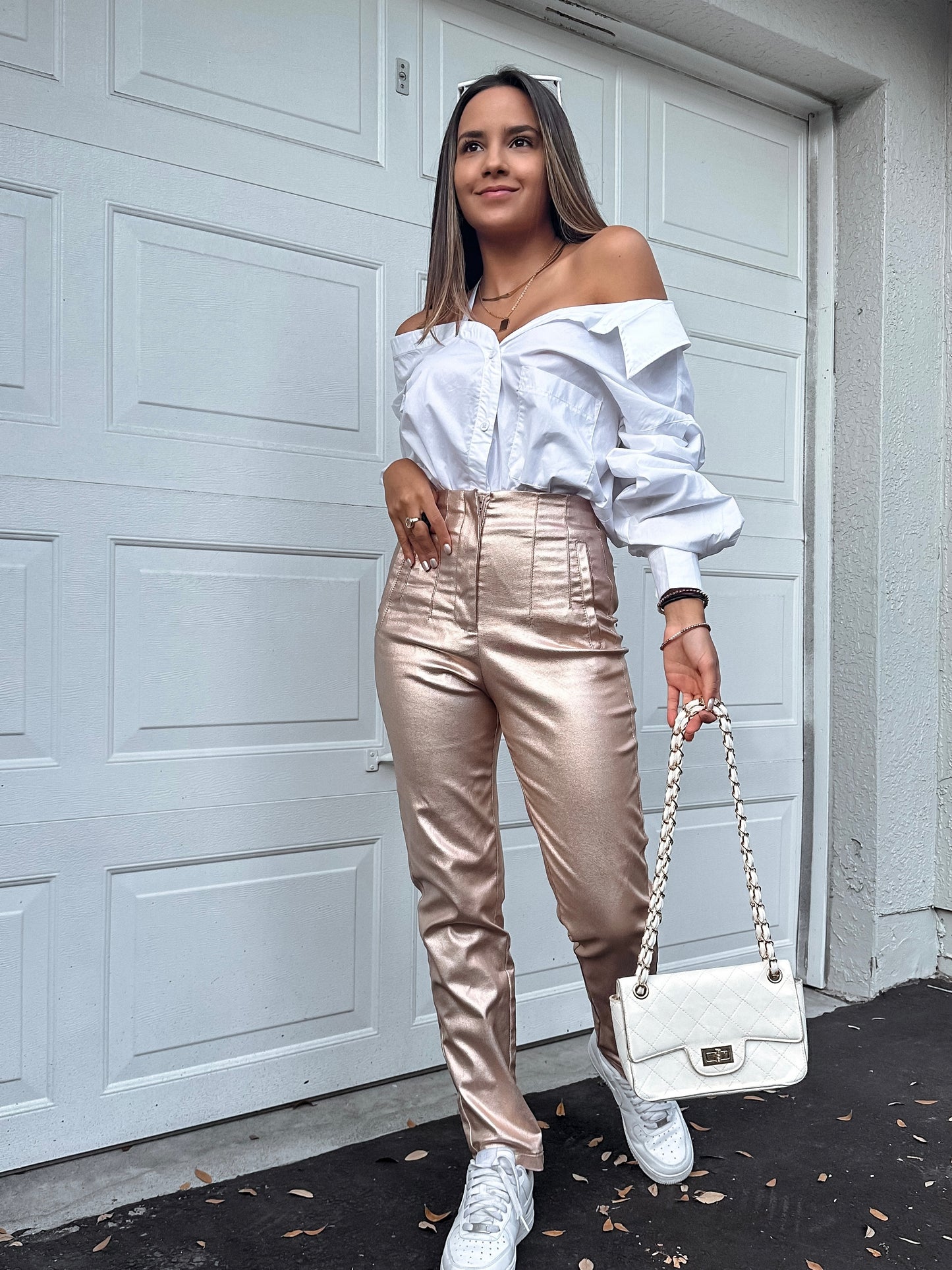 Rose metallic pant