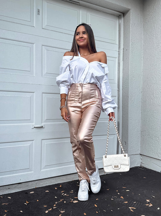 Rose metallic pant